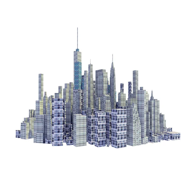Renderowania 3d panoramę miasta na białym tle — Zdjęcie stockowe