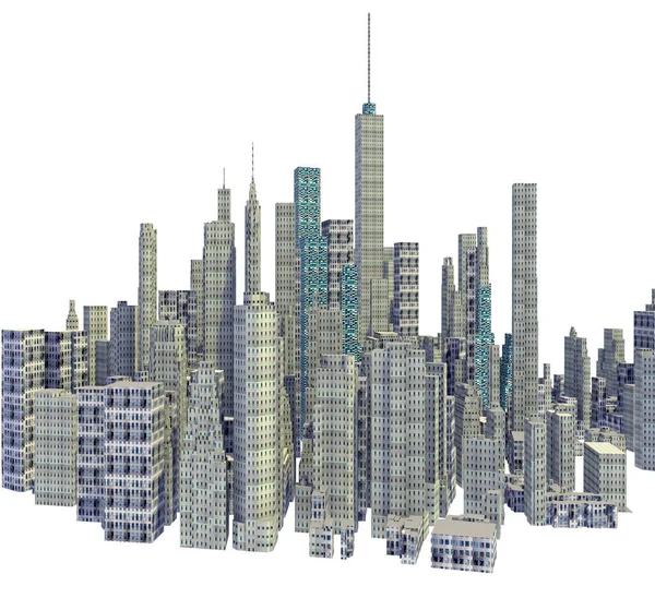 Vykreslení 3d panorama města izolovaných na bílém pozadí — Stock fotografie
