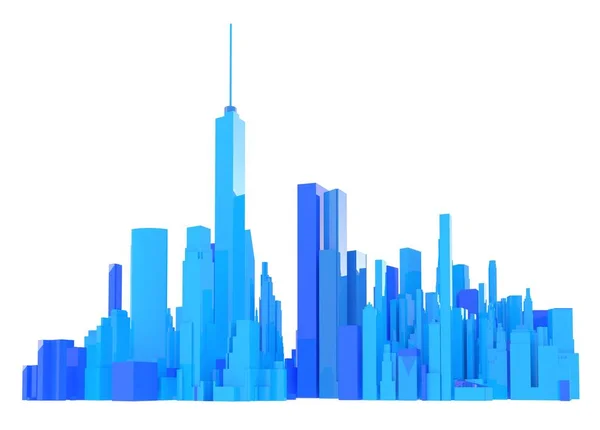 3d renderizzato skyline blu isolato su sfondo bianco — Foto Stock