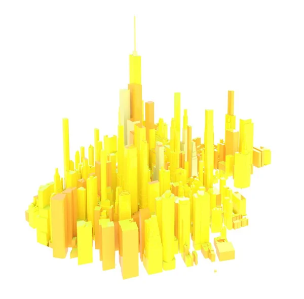 3D świadczonych żółty panoramę na białym tle — Zdjęcie stockowe