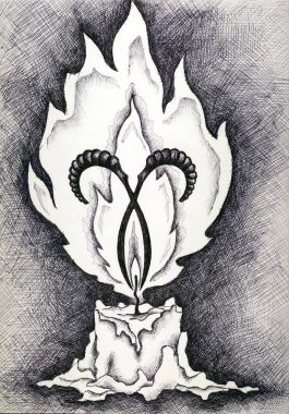 Zodyak işaretleri mürekkep fırça ile çizilmiş Aries.Hand. Vektör çizim.