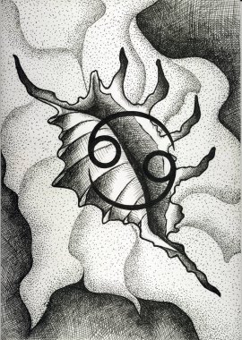 Zodyak işaretleri mürekkep fırça ile çizilmiş Cancer.Hand. Vektör çizim.