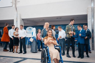 Minsk, Beyaz Rusya - 1 Mayıs 2017: Down sendromu dans çocuklarla 