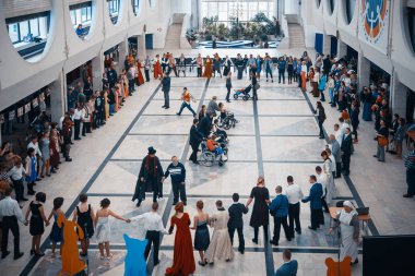 Minsk, Beyaz Rusya - 1 Mayıs 2017: Down sendromu dans çocuklarla 