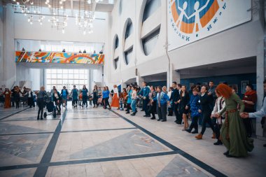 Minsk, Beyaz Rusya - 1 Mayıs 2017: Down sendromu dans çocuklarla 