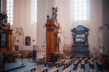 Vilnius, Litvanya - 6 Ocak 2018: İç mekanlar ve architectura