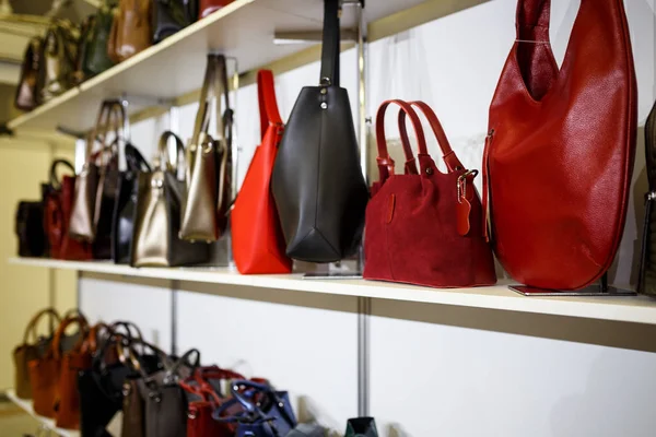 Los bolsos a la moda femeninos en la tienda . — Foto de Stock