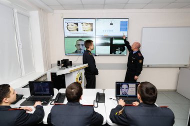 MINSK, BELARUS - 1 MARCH, 2020: cadets study at the police academy clipart