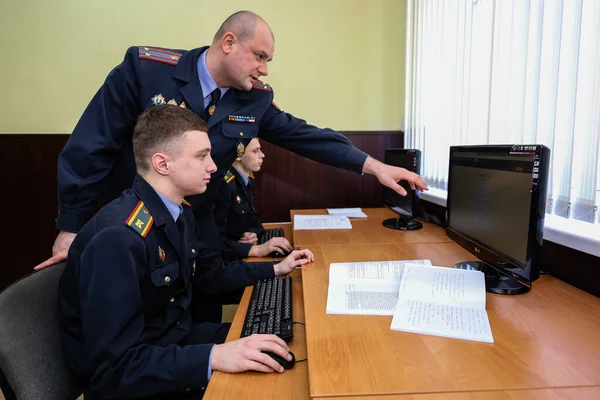 Minsk Bélaro Marzo 2020 Los Cadetes Estudian Academia Policía — Foto de Stock