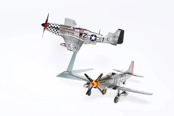 Scale model of P-51 Mustang fighter in WWII.