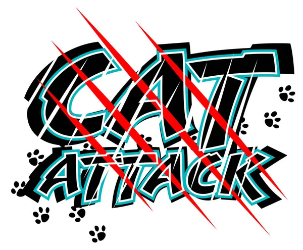Kočka útok ilustrace — Stockový vektor