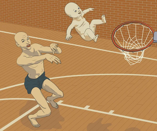 Basketbaby concept illustratie — Stockvector