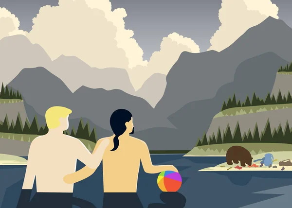 Gay ζευγάρι προσπαθεί να χαλαρώσει έννοια εικονογράφηση — Διανυσματικό Αρχείο