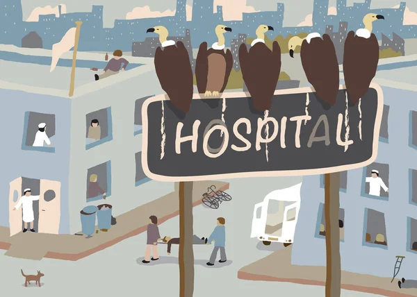 Vautours hospitaliers illustration de concept — Image vectorielle