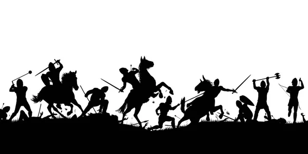 Battle scène silhouet — Stockvector