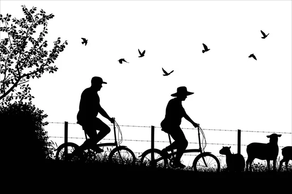 Silhouette de cycle de campagne — Image vectorielle