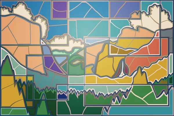 Yosemite valley mosaic — Stock Vector