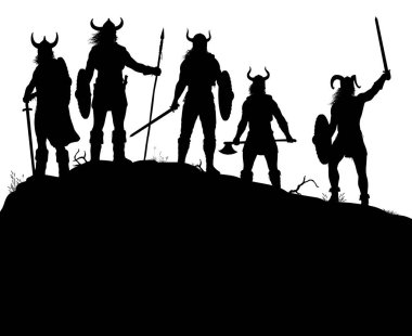 Viking raiders silhouette clipart