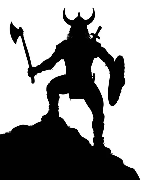 Viking warrior silhouette — Stock Vector