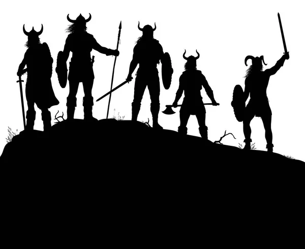 Viking raiders silueta — Stockový vektor