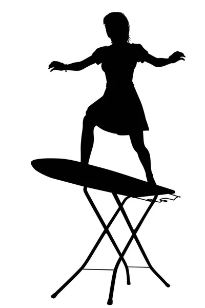 Ironing board surfer silhouette — Stock Vector