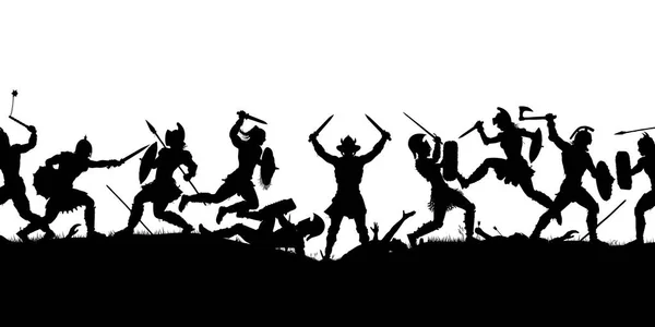 Ancienne silhouette de scène de bataille — Image vectorielle