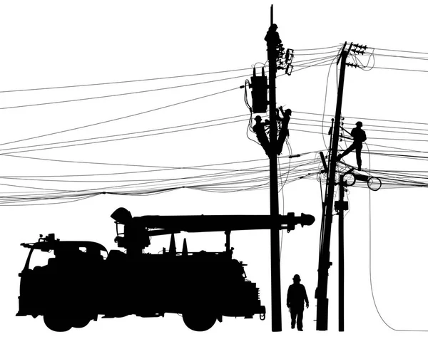 Силуэт технического обслуживания электроснабжения Лицензионные Стоковые Иллюстрации