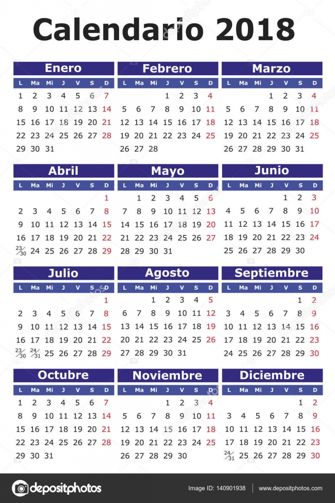 Fotos Calendario 2018 Para Editar Con Español Calendario 2018