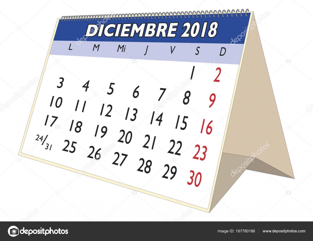 vector-december-2018-calendar-december-2018-desk-calendar-in-spanish-diciembre-2018-stock