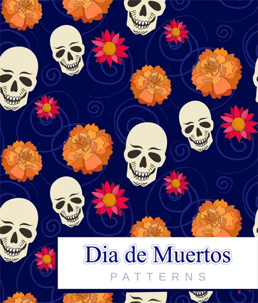 Dia de Muertos-desen-çiçek ve kafatası