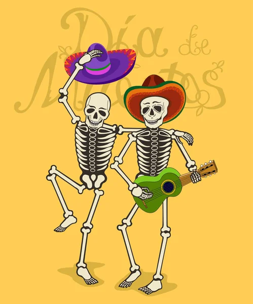 Illustratie van grappige skeletten — Stockvector