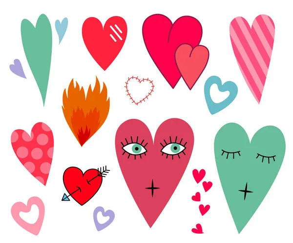 Conjunto de corazones vectores — Vector de stock