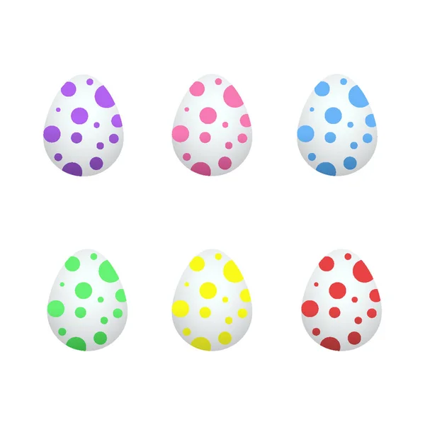 Six œufs multicolores pour Pâques — Image vectorielle