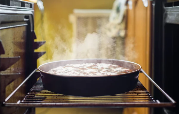 Apple pie in an oven