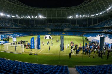 Rusya, Moskova, Ekim 2017: Moscowe yeni inşa edilmiş Dinamo stadı nda alan sunum