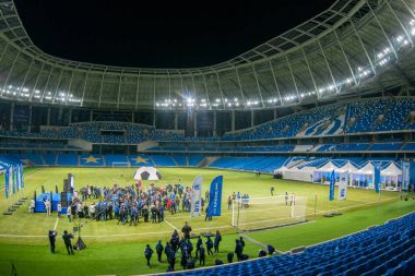 Rusya, Moskova, Ekim 2017: Moscowe yeni inşa edilmiş Dinamo stadı nda alan sunum