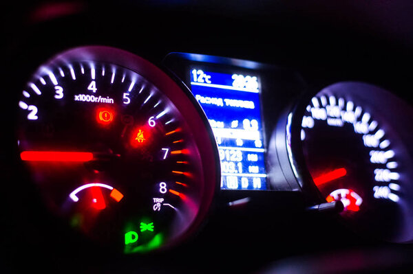 black light speedometer in car