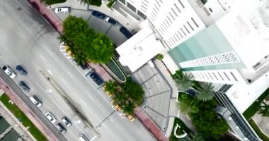 Usa, Miami, Ekim 2019: Miami City State Florida caddesindeki hava manzarası