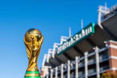 Usa, Baltimore, Ekim 2019: Arka planda Fifa Dünya Kupası Maryland 'deki M & T Bank Stadyumu