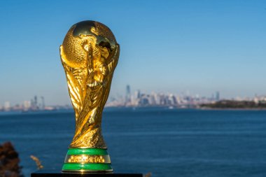 Usa, New York, Ekim 2019: Fifa Dünya Kupası arka planda New York Şehri