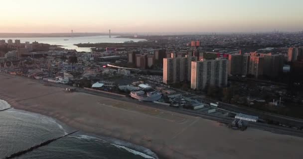 Aerial View Coney Island Brighton Beach New York — ストック動画