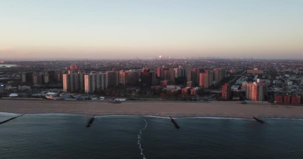 Aerial View Coney Island Brighton Beach New York — ストック動画