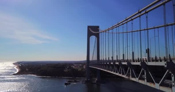Съемки Моста Верразано Нью Йорке — стоковое видео