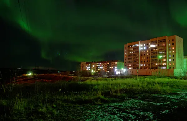 在北极的北极光。沃尔库塔 — 图库照片