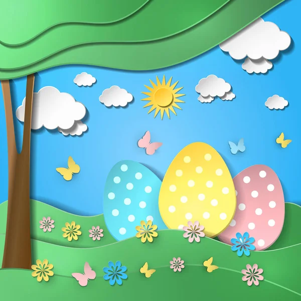 Easter background with eggs in grass — Stock Photo, Image