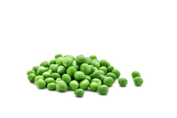 Rijpe groene erwten op een witte achtergrond. Een geïsoleerde object. — Stockfoto