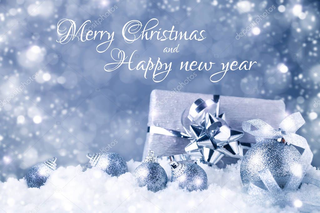 Merry Christmas and Happy New Year. A New Years background with New Year decorations.New Years card.