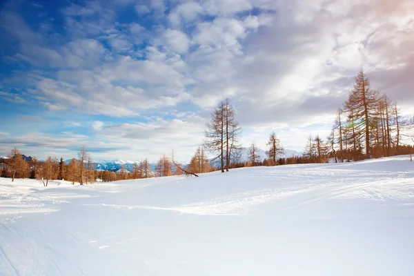 美しいアルプス山脈。冬の風景. — ストック写真