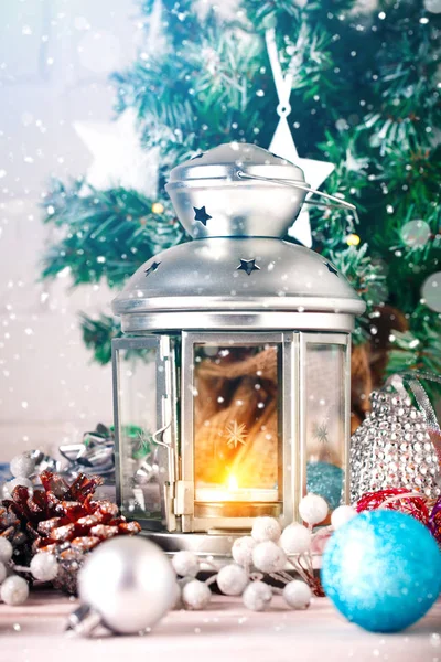 Jul vinter bakgrund. Nya år leksaker. Gott nytt år och god jul. — Stockfoto