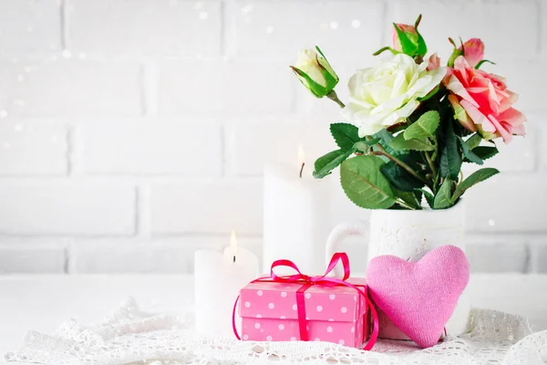 Tarjeta de San Valentín. Día de las madres. Enfoque selectivo, fondo con espacio de copia . — Foto de Stock